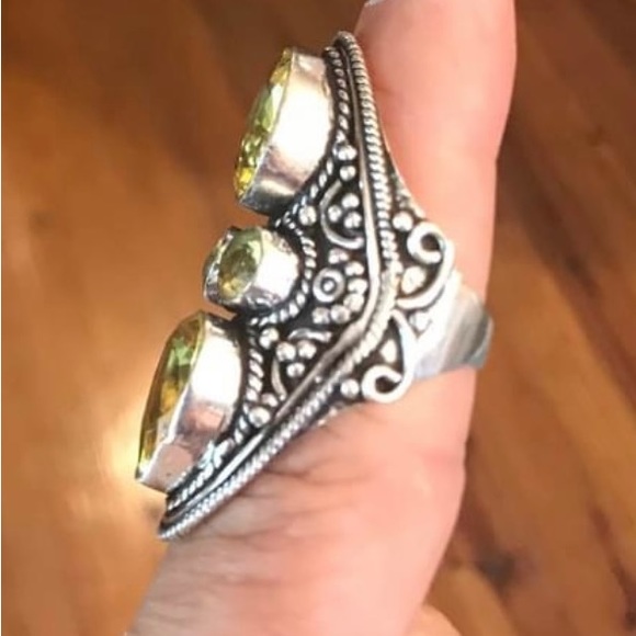 NWT Sterling Silver Citrine Statement Ring sz 7.5 - Picture 2 of 3